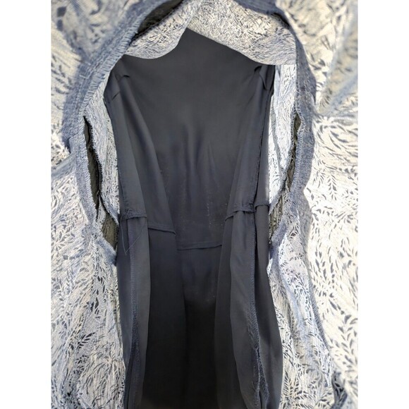 J Crew Drop Waist Dress Cotton Linen Blue Women 2 Ditsy Palm Tree Office Siren - Picture 4 of 10